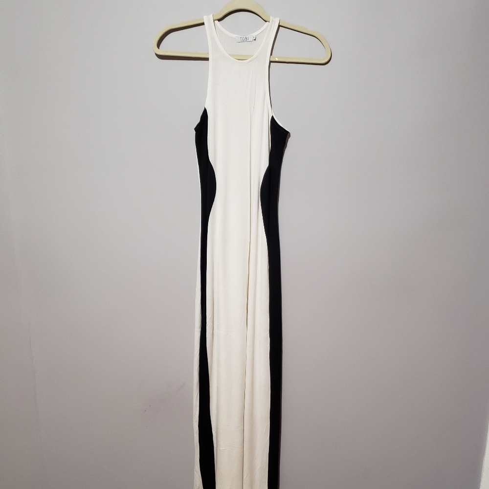 White Long Dress w Black Sides